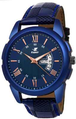 Espoir CheckBlueRay0507 Day And Date Functioning Mens and Boys Solitary Blue Dial Unique Pattern New Latest Trendy Stylish Analog Watch - For Men
