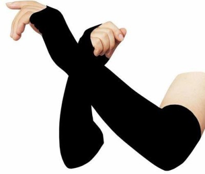 Zhunmun Nylon Arm Sleeve For Men & Women(Free, Black)