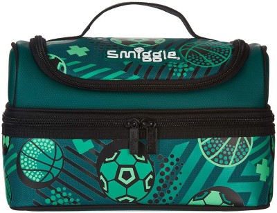 Smiggle Flow Double Decker Lunchbox | Football Print Lunch Bag(Green, 3 L)