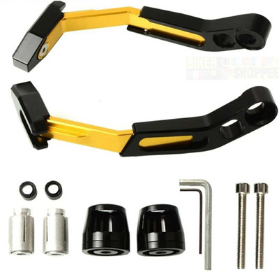 BIKER SHOPPEE MOTORCYCLE ADJUSTABLE BRAKE CLUTCH LEVERS PROTECTOR BRUSH MOTORCYCLE PROGUARD SYSTEM GUARD CNC LEVER PROTECTOR GUARD GOLDEN Handlebar Hand Guard(Universal For Bike)