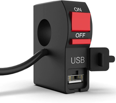 AutoSun Motorcycle Switches Motorbike Headlight ON/OFF Button Connector Start Handlebar Controller Switch with 2.1A USB Charge 2 A Bike Mobile Charger
