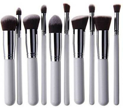 Pindara Premium Synthetic Makeup Brush Set (white) (Pack of 10)(Pack of 10)