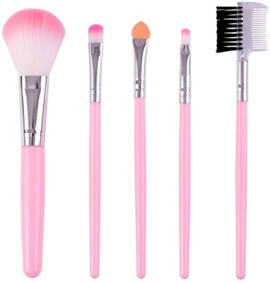VKS 5 Pcs Mini Pink Eyeshadow Foundation Eyebrow Lip Makeup Brush Fine Beauty Pack(Pack of 5)