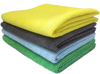 ShopiMoz Microfiber Cloth 4 pcs Multi-Color Thick Lint & Streak-Free Multipurpose Cloths Wet and Dry Microfiber Cleaning Cloth(4 Units)