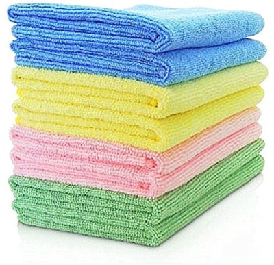 KitchenFest (Set of 8) 340 GSM Microfiber Ultra Fast Drying, Car Dusting and Cleaning Towel Size (40 cm X 40cm)) Wet and Dry Microfibre Cleaning Cloth(8 Units)