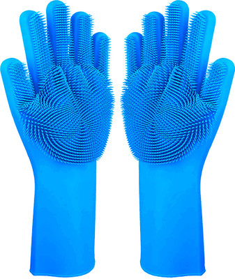 Flipkart SmartBuy Silicon Household Safety Wash Scrubber Heat Resistant Kitchen Gloves for Dish washing, Cleaning, Gardening Wet and Dry Glove(Free Size)