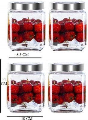 The Planet Zone Glass Grocery Container  - 580 ml(Pack of 4, Clear)