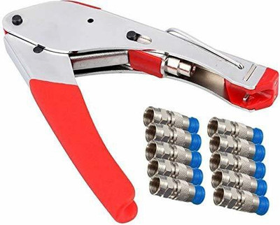 wroughton AX_963 Professional Waterproof Connector Compression Crimping Tool for RG6-5C RG59-4C Dish Coax Cable With 10 F Connectors Manual Crimper