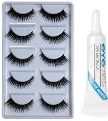JOTKAPARKASH 5 Pair Of False Eyelashes With Glue(Pack of 10)
