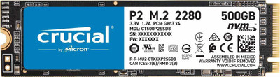 Crucial P2 500 GB Laptop, Desktop Internal Solid State Drive (SSD) ((CT500P2SSD8) 3D NAND)(Interface: PCIe NVMe, Form Factor: M.2)