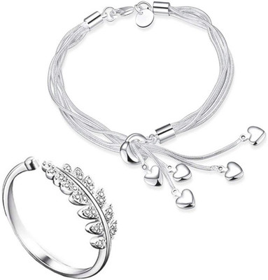 Jewelgenics Stainless Steel Titanium Silver Jewellery Set(Pack of 1)