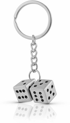 gtrp Double Dice Design Metal Keychain & Key Ring Silver keychain Key Chain