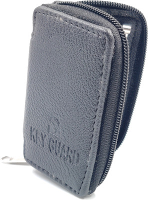 R H lifestyle 4 - inch Black Color Portable Genuine Leather Keychain Holder Pouch Case Organiser for Men Women Key Chain