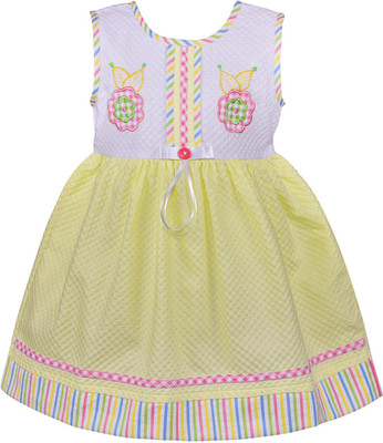 Wishkaro Midi/Knee Length Casual Dress(Yellow, Sleeveless)