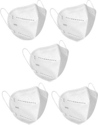 Kiraro KN95/N95 White Pollution Face Mask Without Filter washable and reusable for Men Women Kids 5 Layers Protection With Melt Blown Fabric Layer Anti-dust, Anti-Pollution Flu Mask for Virus Protection (Pack of 5) N95-White--P2 Reusable(White, Free Size, Pack of 5)