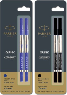 PARKER Ultra Fine Navigator Roller Ball Pen Refills Blue 2 and Black 2 Refill(Pack of 2, Ink Color - Blue, Black)