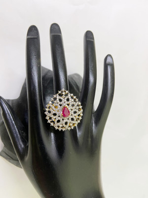 rajlaxmi Brass, Stone Gold Plated Ring