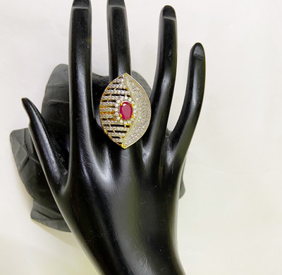 rajlaxmi Brass, Stone Gold Plated Ring