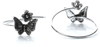 jsaj Toe ring Chutki bichiya 925 Sterling Silver Butterfly flower front open toering for womens comfortable Sterling Silver Sterling Silver Plated Toe Ring