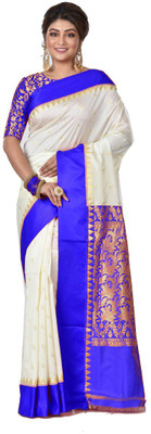 SHOPEEZY TEX FAB Temple Border, Woven Banarasi Art Silk Saree(Red, White)