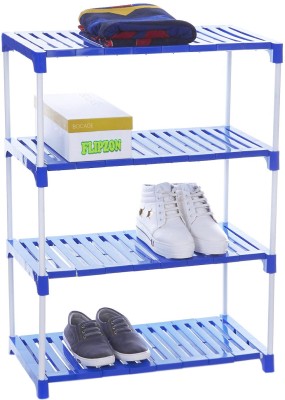 FLIPZON Strong Rack Organizer for Shoe/Clothes/Books - (Need to Be Assemble - DIY)- (Foster) Metal, Plastic Collapsible Shoe Stand(4 Shelves, DIY(Do-It-Yourself))