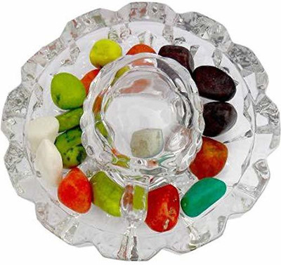 PRATAP GLOBAL RISING Turtle Tortoise With Plate For Vastu, Home Decor, Car Dashboard Decorative Showpiece  -  11.5 cm(Crystal, Clear)