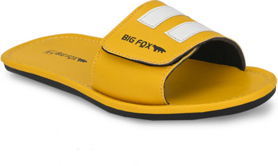 BIG FOX Men Slides(Yellow , 11)