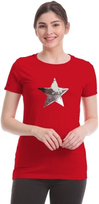 ND FASHION STYLES Printed Women Round Neck Red T-Shirt