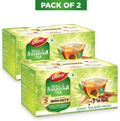 Dabur Vedic Suraksha Green Tea Bags Box(2 x 25 Bags)