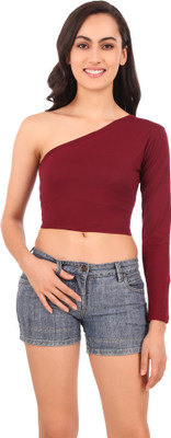 Be You Casual Full Sleeve Self Design Women Maroon Top