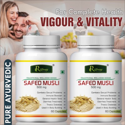 Riffway Safed Musli Organic Formula Reduce Depression Anxiety Boosts Immunity(Pack of 2)