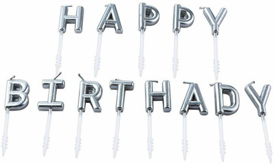 Shopperskart Happy birthday cake decorations letters Candle(Silver, Pack of 13)