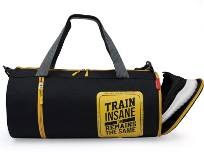 Sfane Men & Women Black Sports Duffel with Shoe Compartment & Detachable Belt Gym Duffel Bag