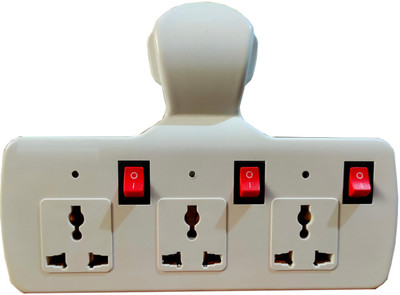 Hansh Multiplug Switch with 3+3 Individual Switches & Led Indicators Three Pin Plug(White)