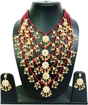 Anahat collection Alloy White, Gold, Ruby Red Jewellery Set(Pack of 1)