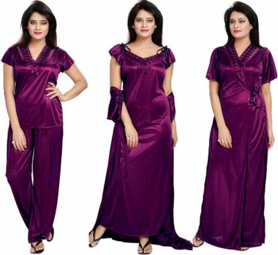 kinu Women Nighty Set(Purple)