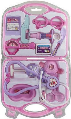 LooknlveSports Dr Set Suitcase Toy With Medical Accessories, Equipments For Kids (Pink)
