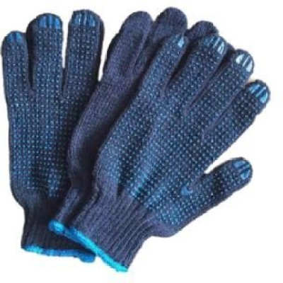 Meron PVC Dotted Gloves,Protective String Knit Gloves with Dots on One Side. Medium Weight Gloves. Knitted Cotton Polyester Gloves for General Purpose. Blue, (1 PAIR) Nylon, Polyester  Safety Gloves(Pack of 1)