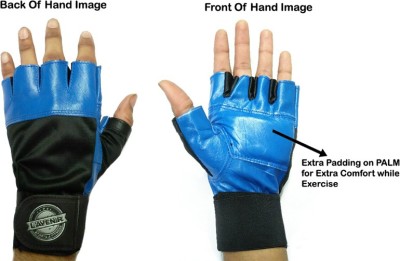 L'AVENIR FITNESS Wrist Loop, Padded & Comfortable Premium Leather Gym & Fitness Gloves(Blue)