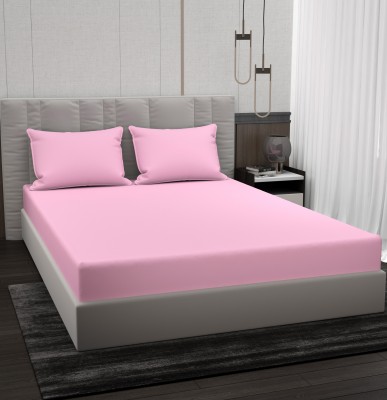BROMWICK 220 TC Microfiber Double Solid Flat Bedsheet(Pack of 1, Baby Pink)
