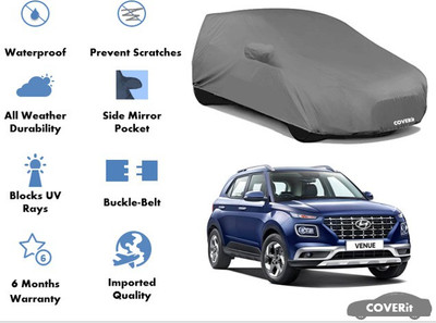 Coverit Car Cover For Hyundai Venue (With Mirror Pockets)(Grey)