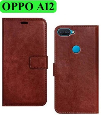 Wynhard Flip Cover for OPPO A12(Brown, Grip Case, Pack of: 1)