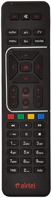 mumax  DTH Remote Compatible with SD and HD Recording(Black) Airtel Digital TV Remote Controller(Black)