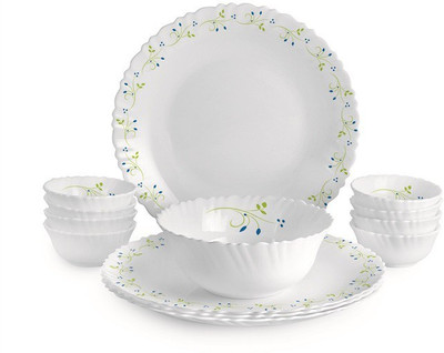 Cello Pack of 13 Opalware Dazzle Tropical Lagoon Dinner Set, 13 PC Dinner Set(Microwave Safe)