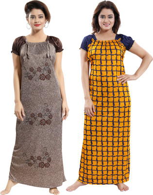 SHOPPING STATION Women Nighty(Multicolor)