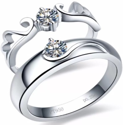SMJ LOVE BAND RING SET Metal Cubic Zirconia Silver Plated Ring Set