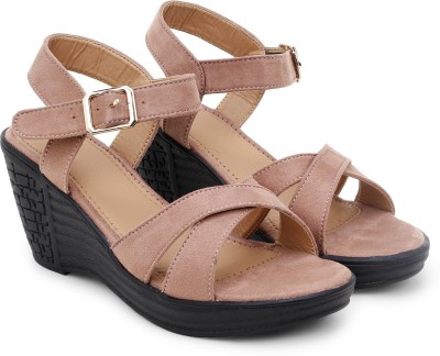 3SIX5 Women Wedges(Brown , 5)