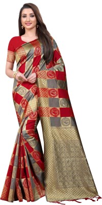 Arvika Paisley Banarasi Silk Blend Saree(Red)