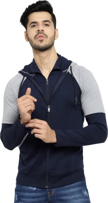 Black Collection Colorblock Men Hooded Neck Dark Blue, Grey T-Shirt