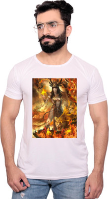 NITYANAND CREATIONS Graphic Print Men Round Neck White T-Shirt